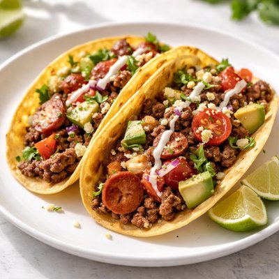 Taco with beef and sausage