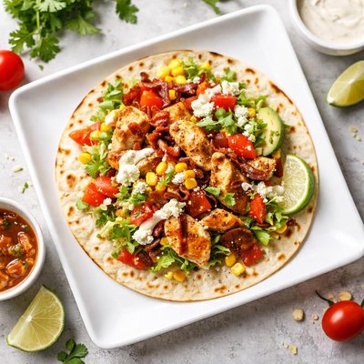 Taco with chicken and bacon