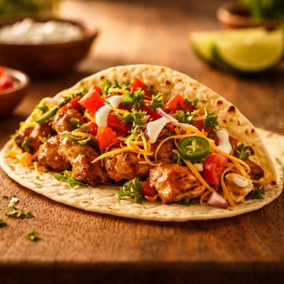 Taco with chicken and cheese