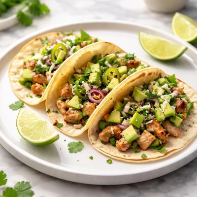 Taco with cucumber and lime