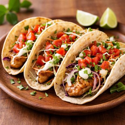 Taco with diced tomatoes and slaw