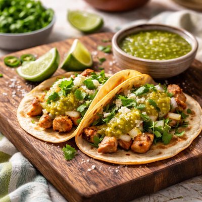 Taco with green salsa