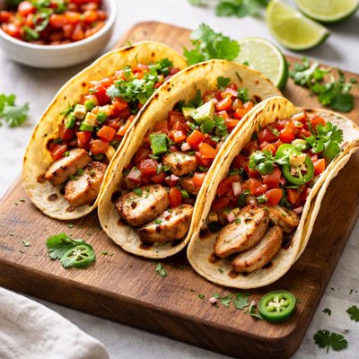 Taco with grilled chicken and salsa