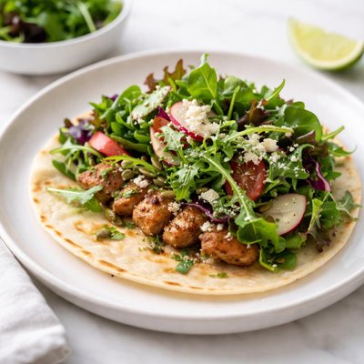 Taco with mixed greens