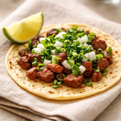 Taco con cebolla y cilantro