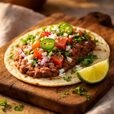 Taco with refried beans