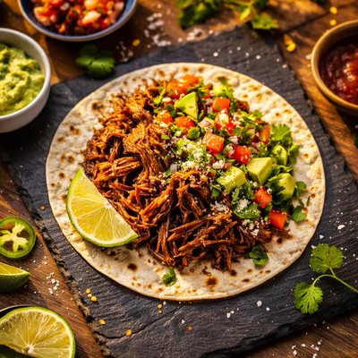 Taco with shredded beef