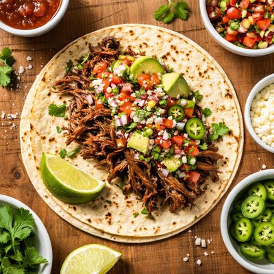 Taco with shredded meat