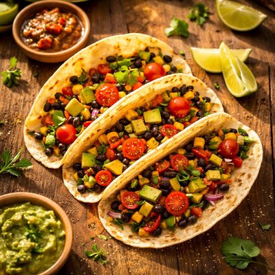 Taco with vegetable filling