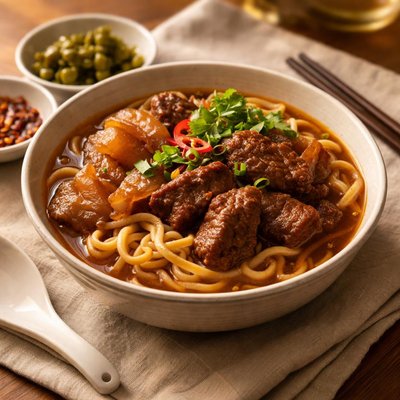Taiwanese beef and beef tendon noodles