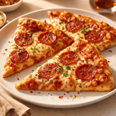 Takeaway pizza slices