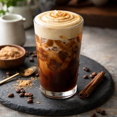 焦糖摇滚浓缩燕麦奶与南瓜冷泡沫