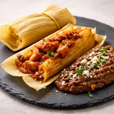 Tamal pisque con frijoles