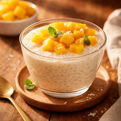 Tapioca pudding with mango