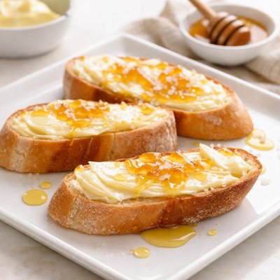 法式吐司配法国面包，黄油，蜂蜜