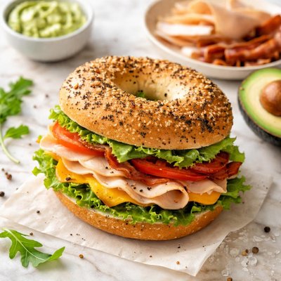 Tasty turkey sandwich einstein bagl