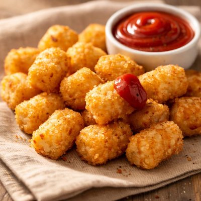 Tater tots with ketchup