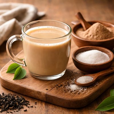 Tea with milk tea powder and sugar