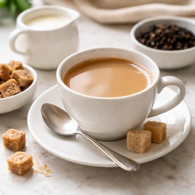 Tea with sugar and milk