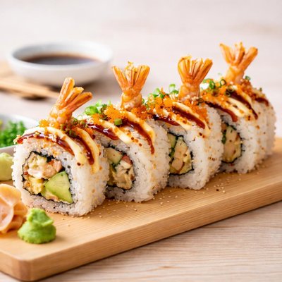 Tempura shrimp sushi roll