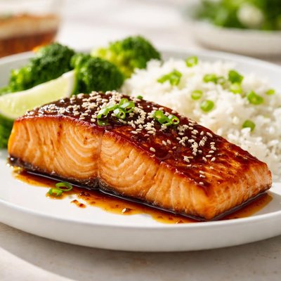 Teriyaki-glazed salmon
