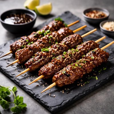 Teriyaki beef satay
