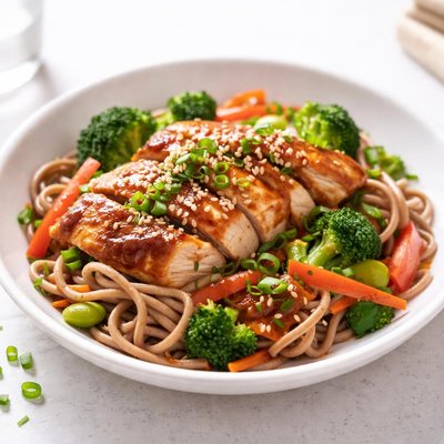 Teriyaki boi chicken soba bowl
