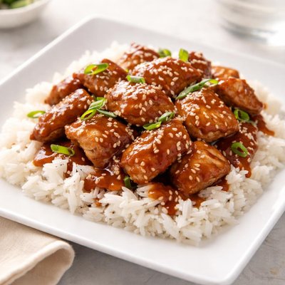 Teriyaki chicken and white rice bowl