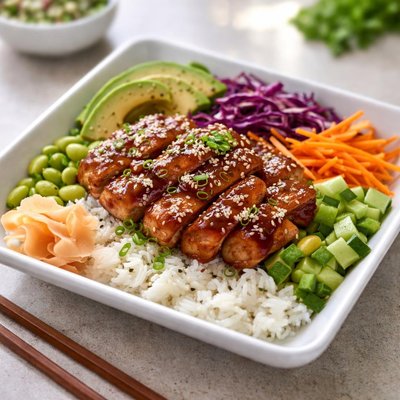 Teriyaki chicken poke bowl