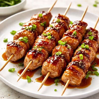 Teriyaki chicken skewers