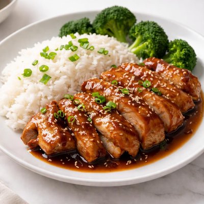 Teriyaki chicken with white rice