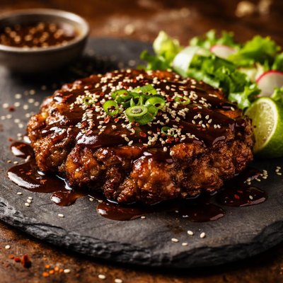 Teriyaki glazed smash patty