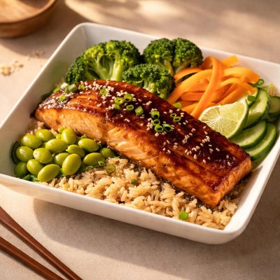 Teriyaki salmon bowl