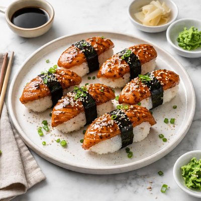 Teriyaki salmon sushi