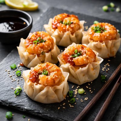 Teriyaki shrimp steamed