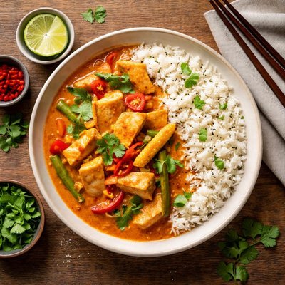 Tesco red thia curry with jasmine rice