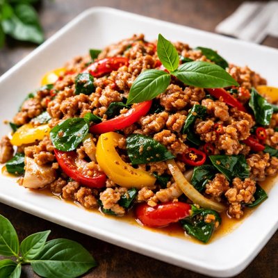 Thai basil pork and peppers