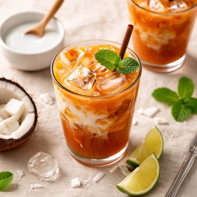 Thai ice tea with coconut milk