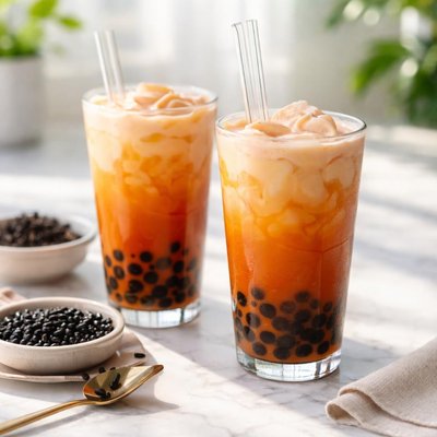 Thai iced tea boba