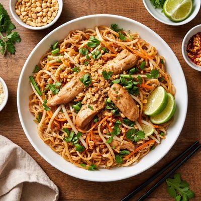 Thai noodles with chicken