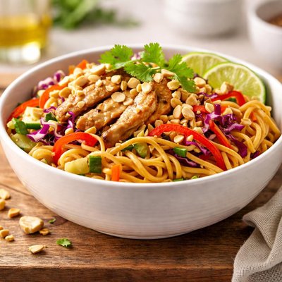 Thai peanut noodle bowl
