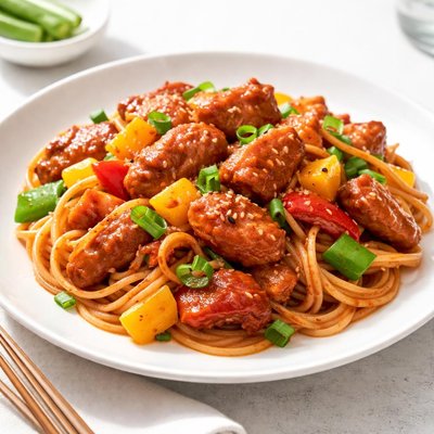 Thai sweet and sour pork noodles