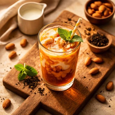 Thai sweet tea with almond milk