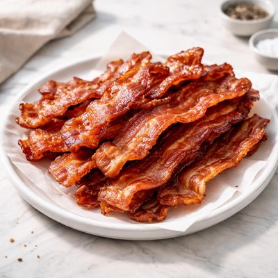 Thick sliced crispy bacon
