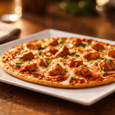 Thin buffalo chicken pizza