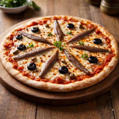 薄底凤尾鱼披萨