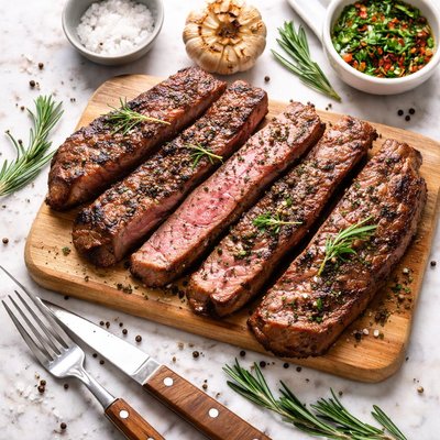 Thin cut strip steak