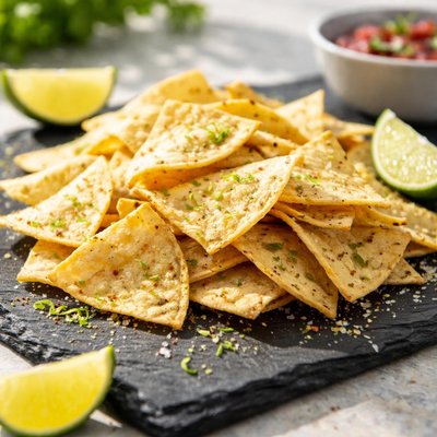 Thin lime tortilla chips