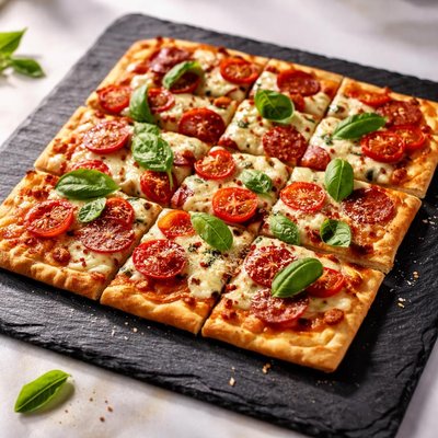 Thin square pizza
