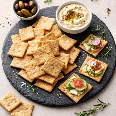 Thin wheat reduced fat crackers